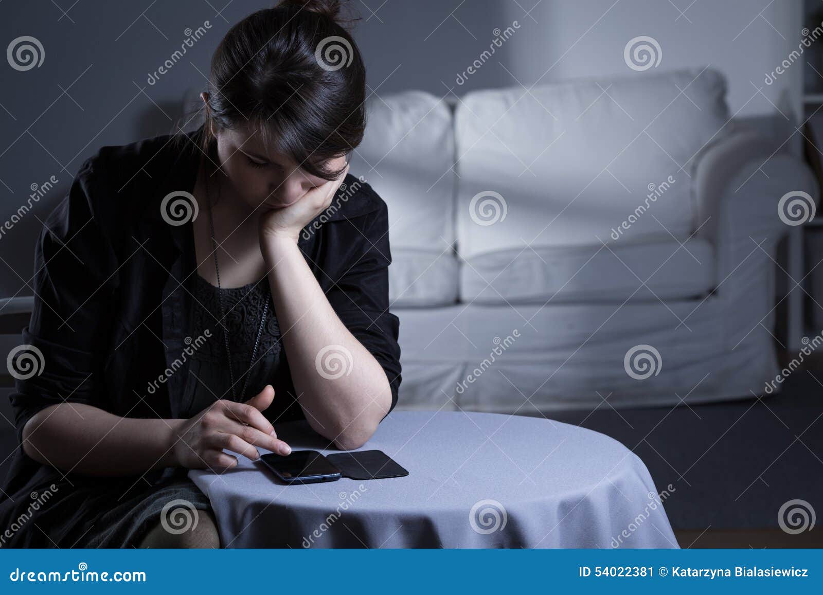 Lonely woman after divorce stock image. Image of phone 54022381