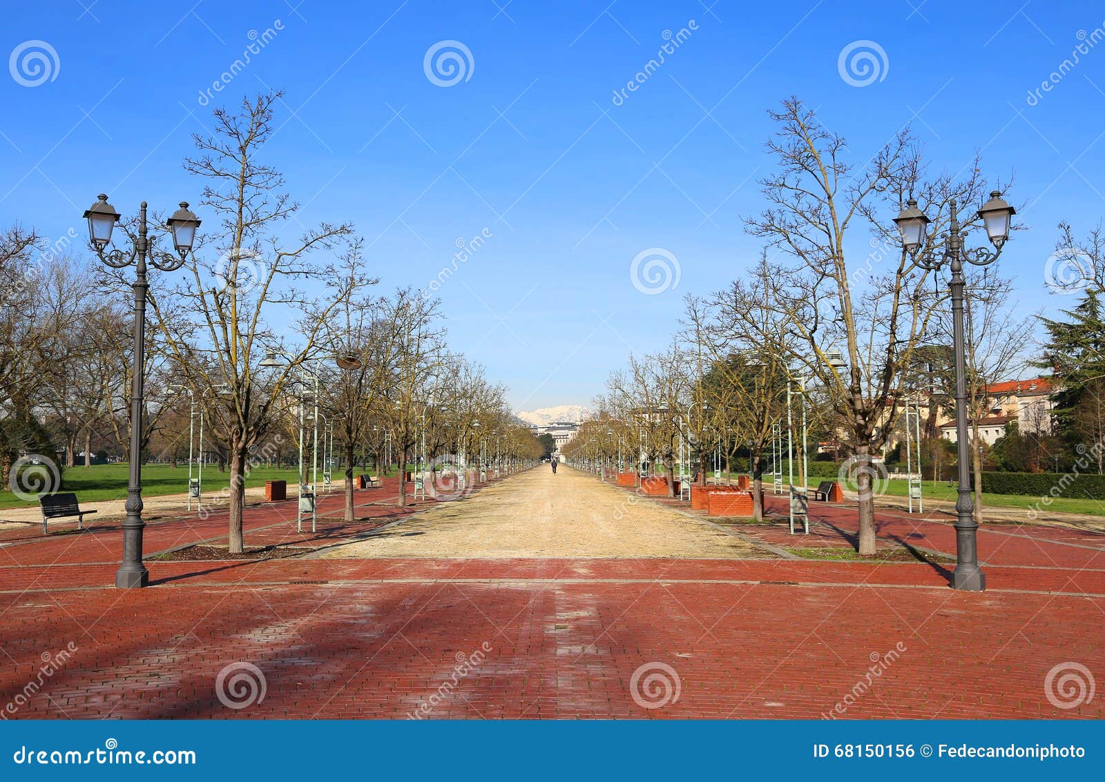 long avenue in the public park called campo marzo in vicenza