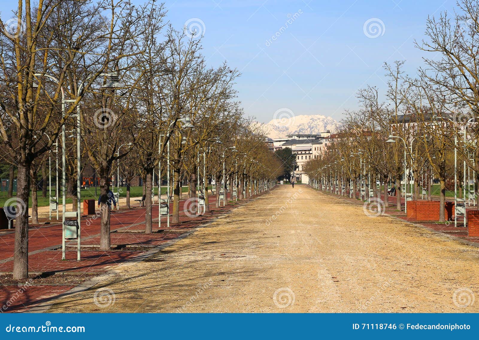 long avenue in the public park called campo marzo in vicenza, it