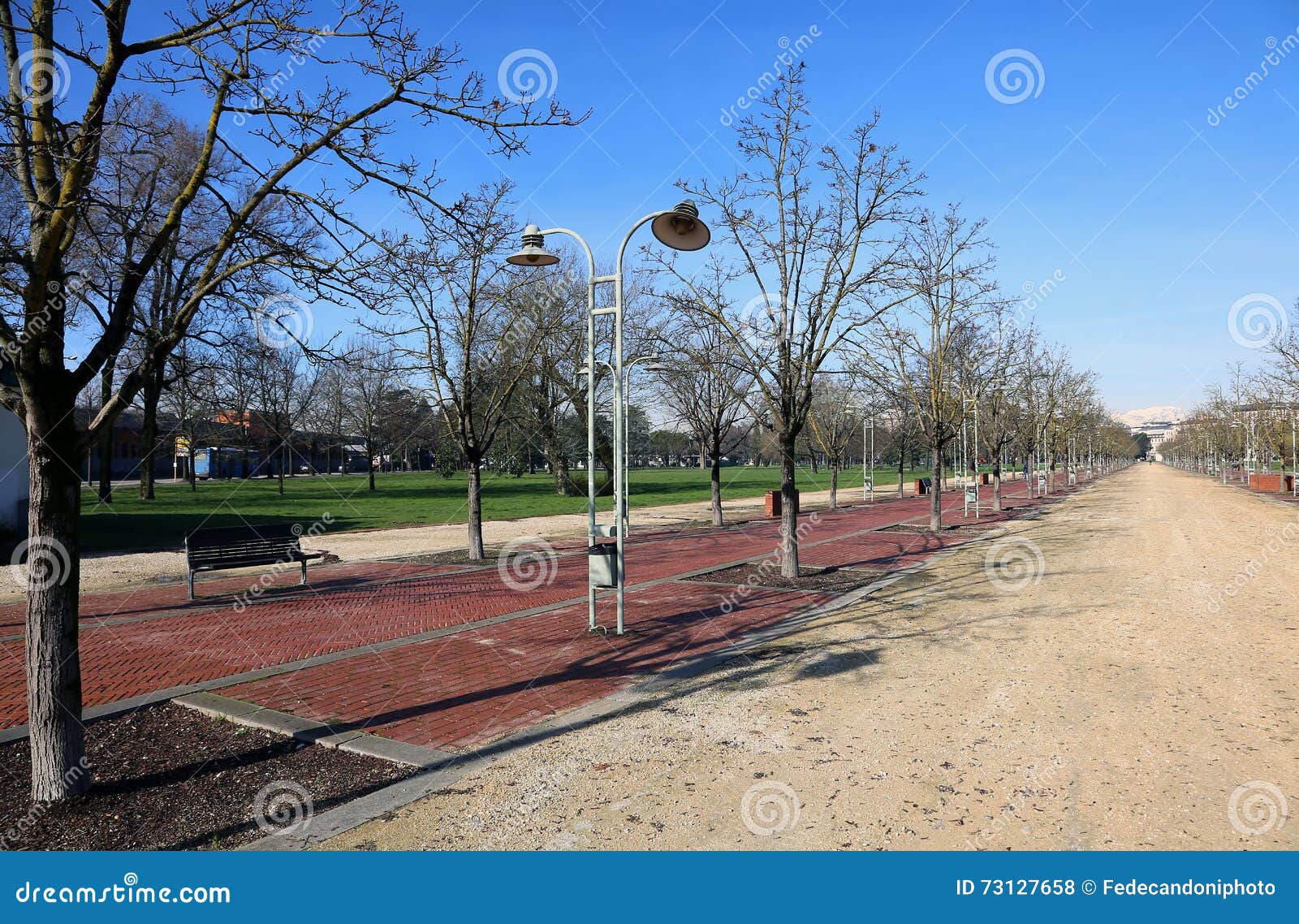 long avenue in the public park called campo marzo in vicenza, it