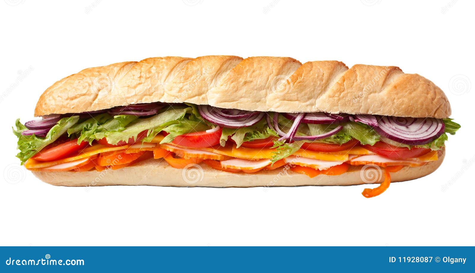 Long Baguette Sandwich Stock Image Image Of Food Leaf