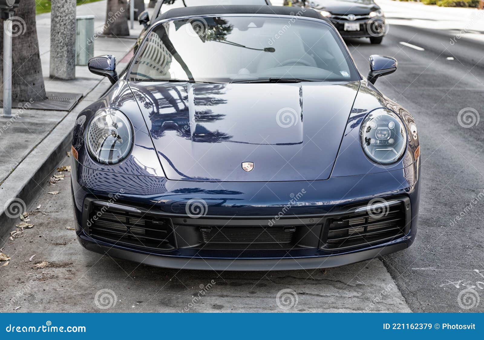 Long Beach, California USA - April 11, 2021: Dark Blue Porsche 911 Carrera  Cabriolet. Front View. Editorial Stock Image - Image of carrera, retro:  221162379