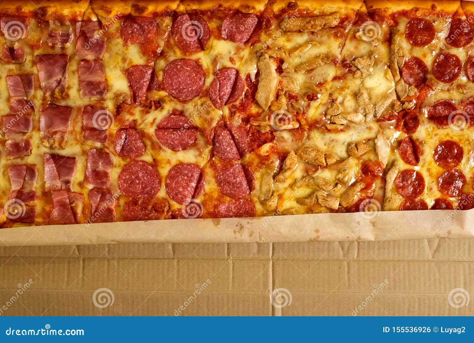 Long big sausage pizza stock photo. Image of menu, salami 155536926