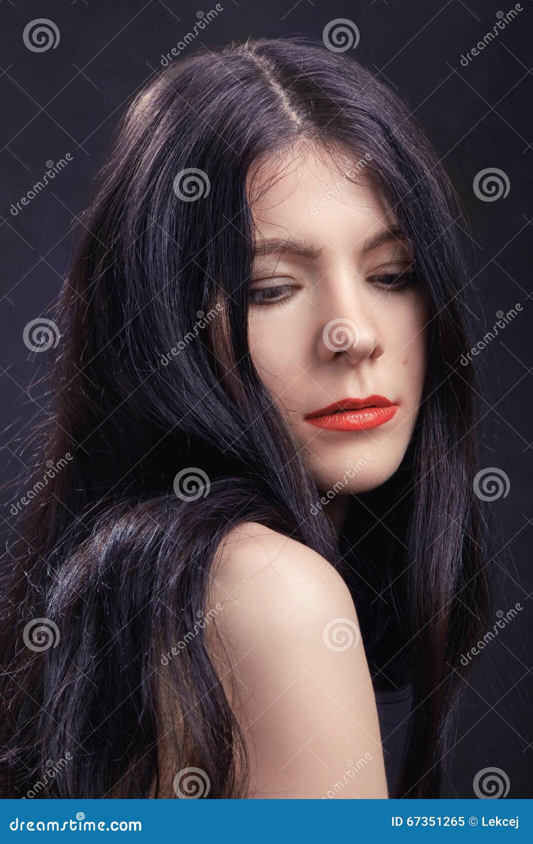 Long black hair stock image. Image of fashion, portrait - 67351265