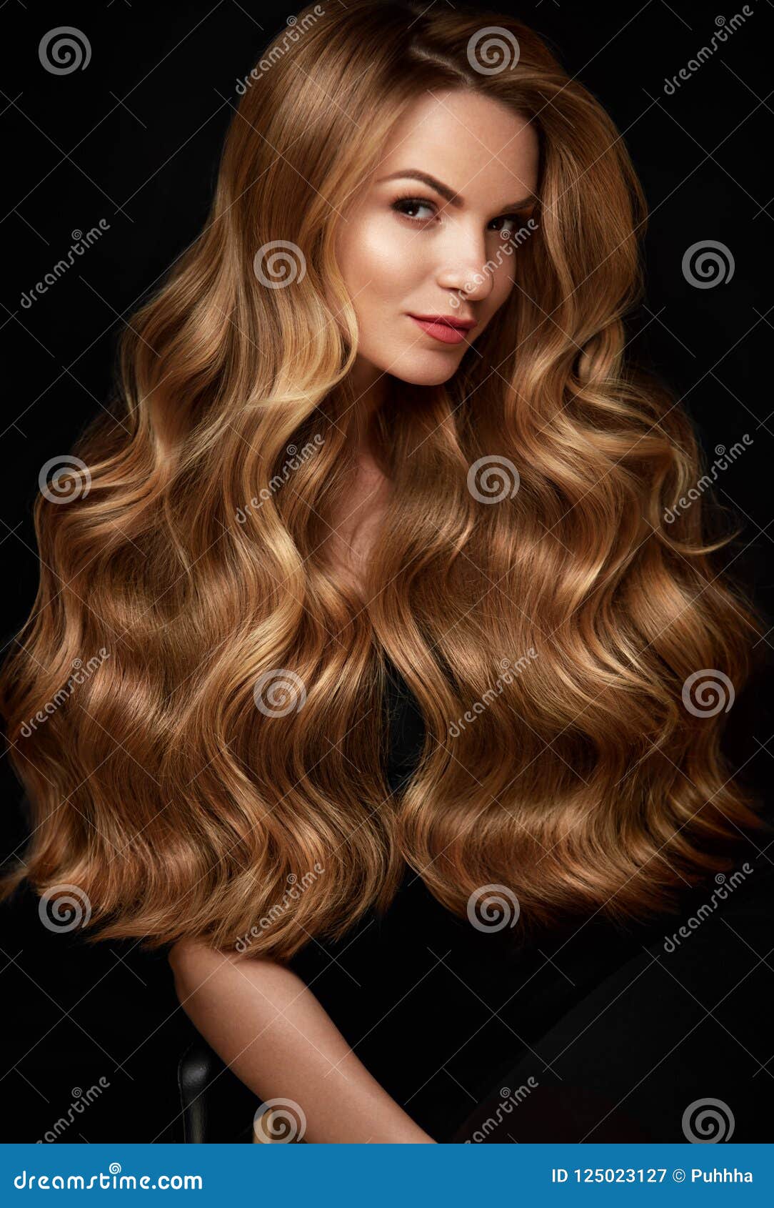 long blonde hair. woman with wavy hairstyle, beauty face