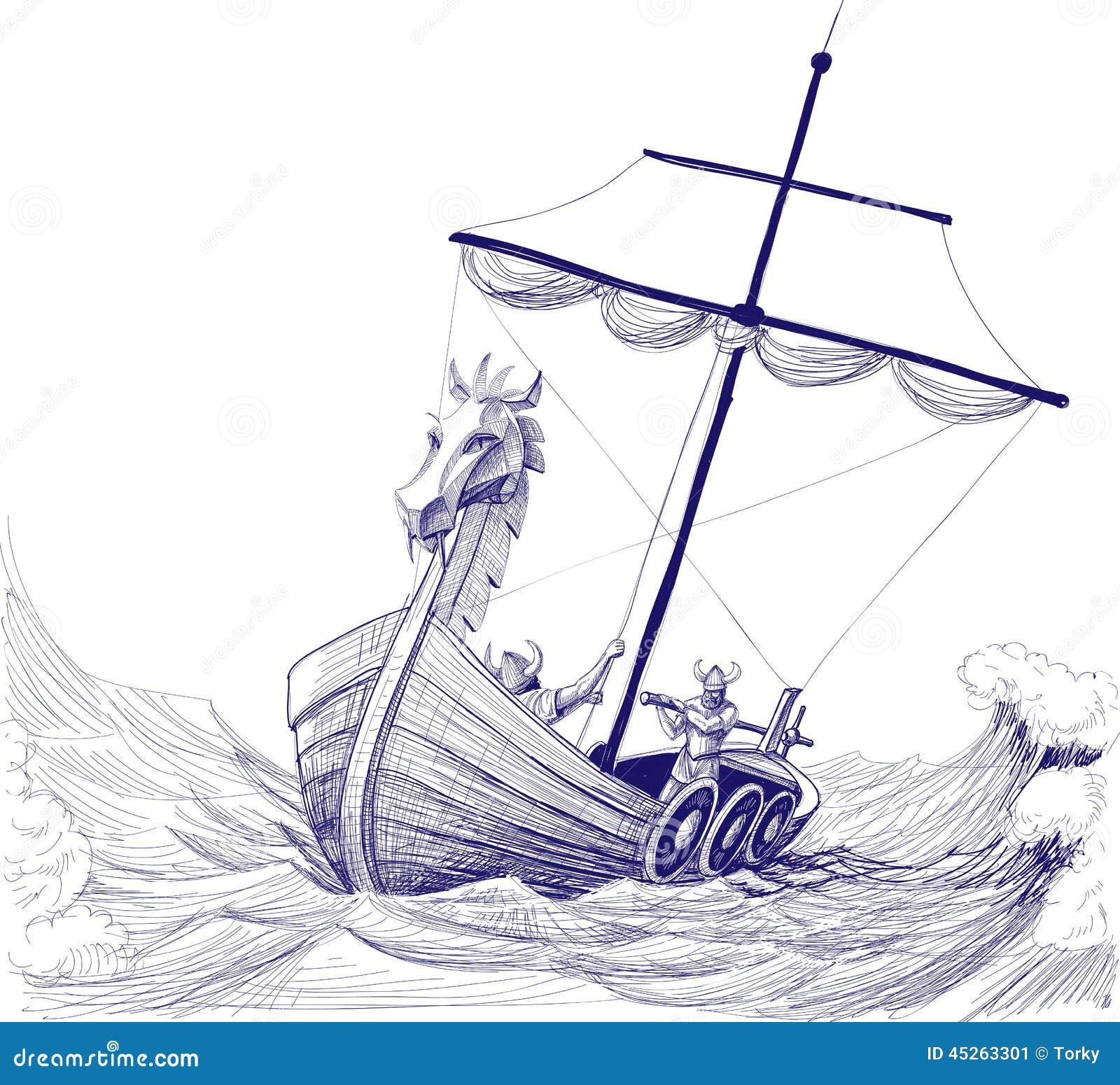 Long Boat Sketch Stock Vector - Image: 45263301