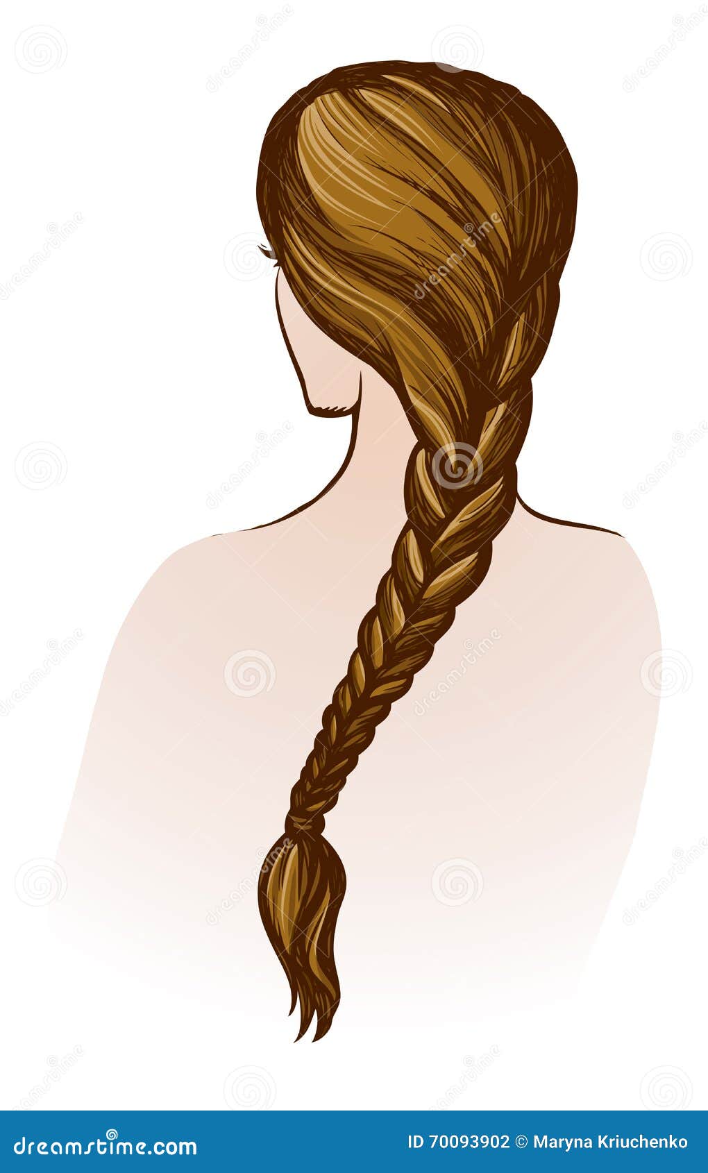 Long braid. Vector drawing stock vector. Illustration of glamour - 70093902