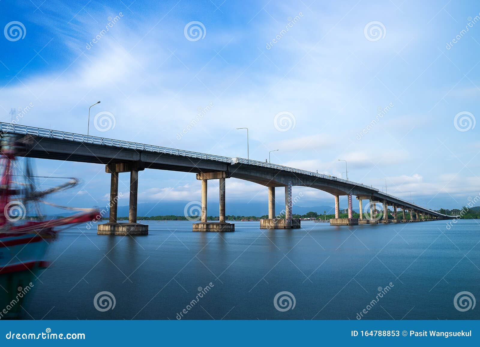 Long Bridge Across The Blue Sea Stock Image Image of