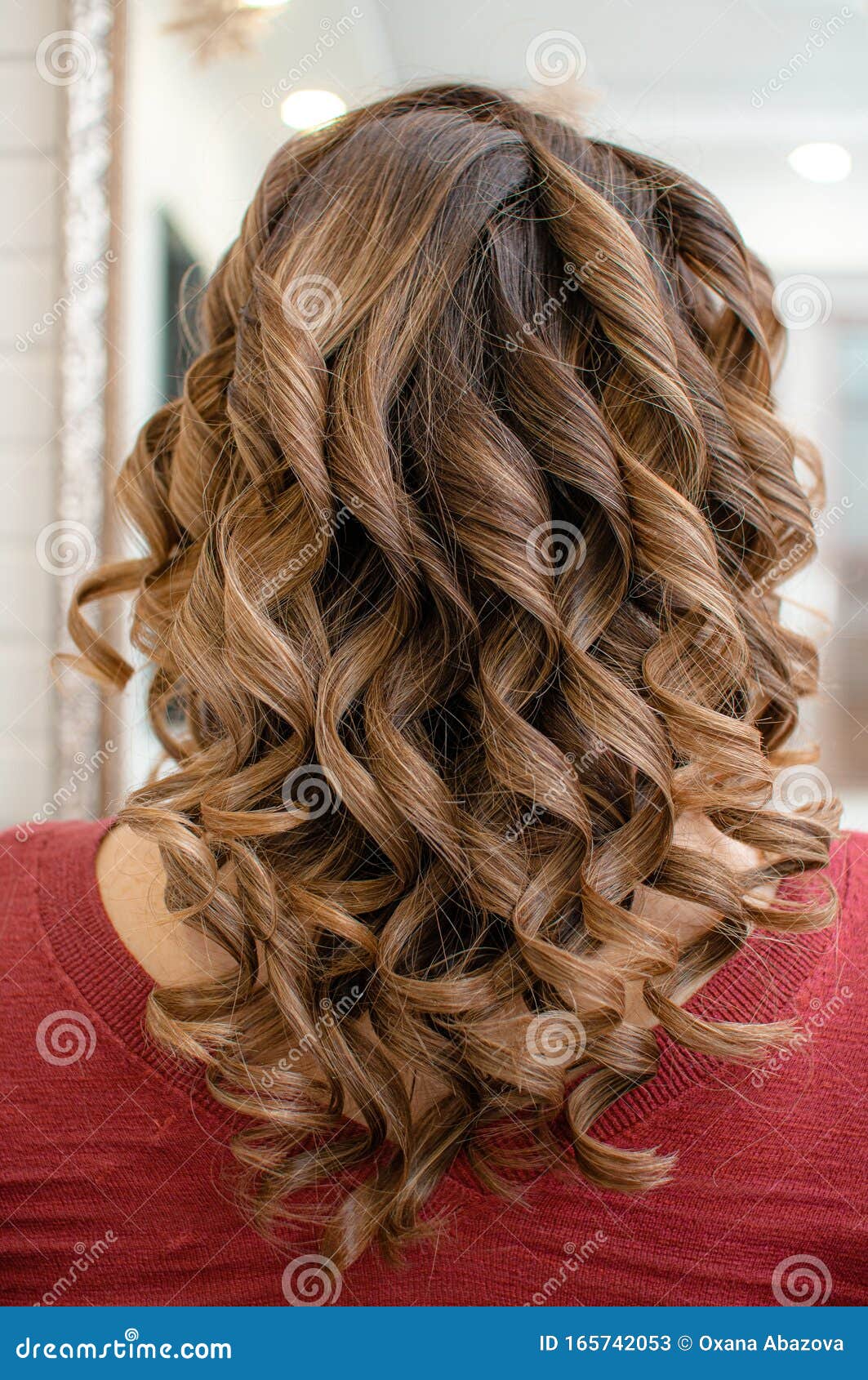 Process of Creating a Female Hairstyle on Long Hair Hollywood Wave View  from the Back Stock Image - Image of long, coloring: 165742053