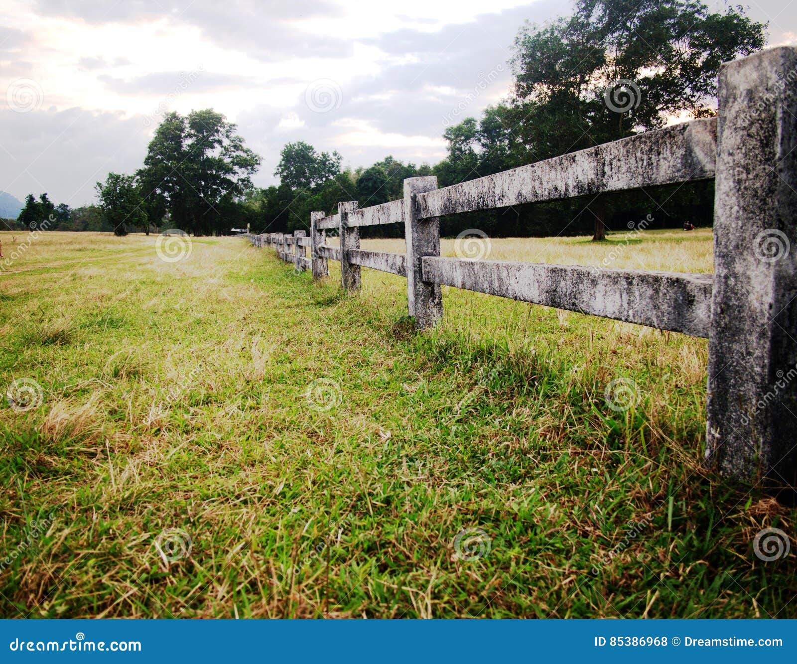 Long cement fence stock photo. Image of view, long, grass 85386968