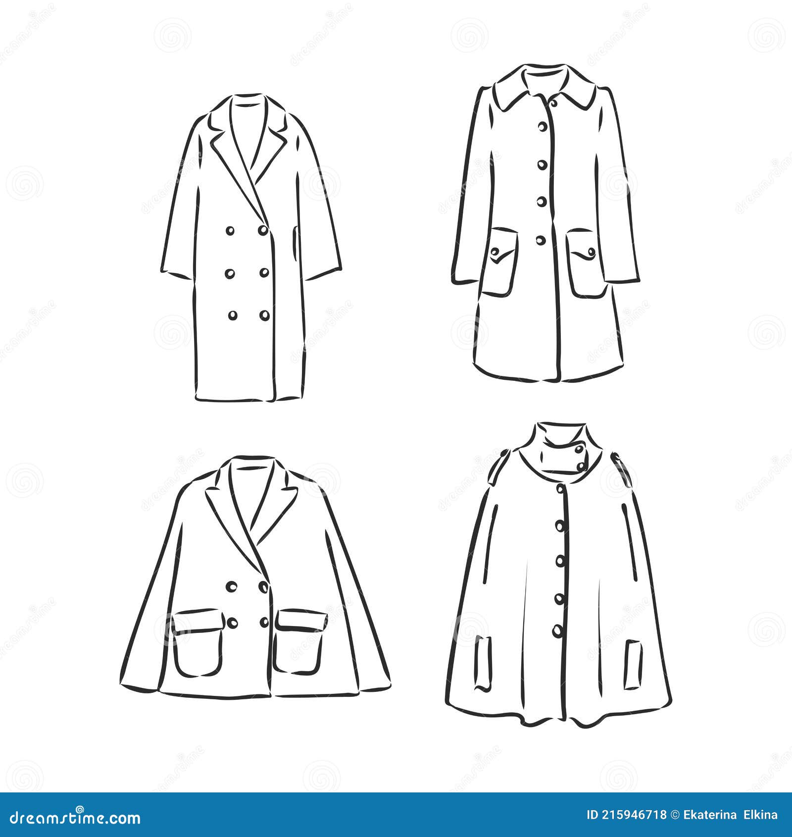 Long Coat Tech Pack Design. Fashion Flat Men Coat Stock Vector ...