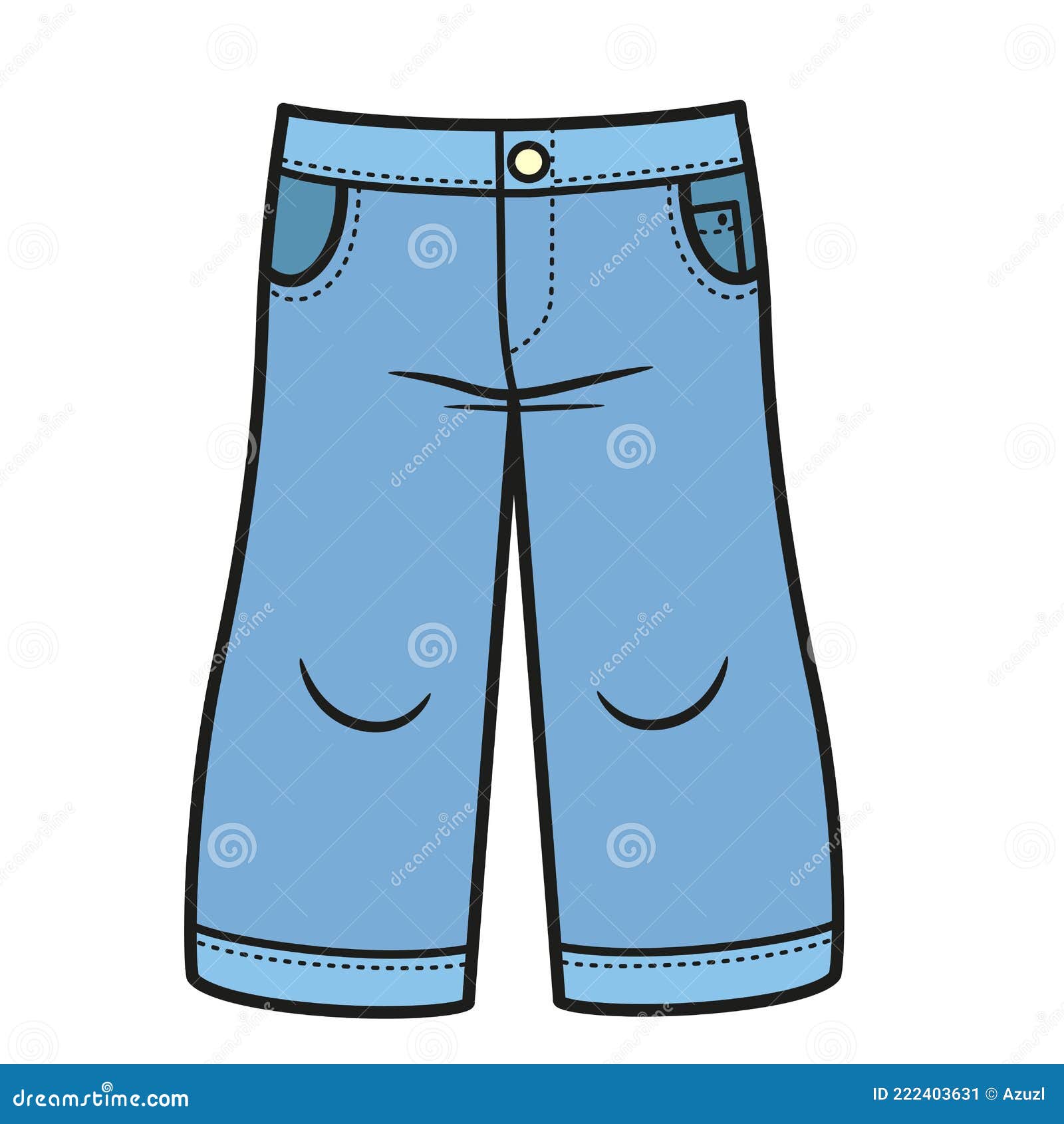 Long Denim Shorts for Boy Color Variation for Coloring on a White Stock ...