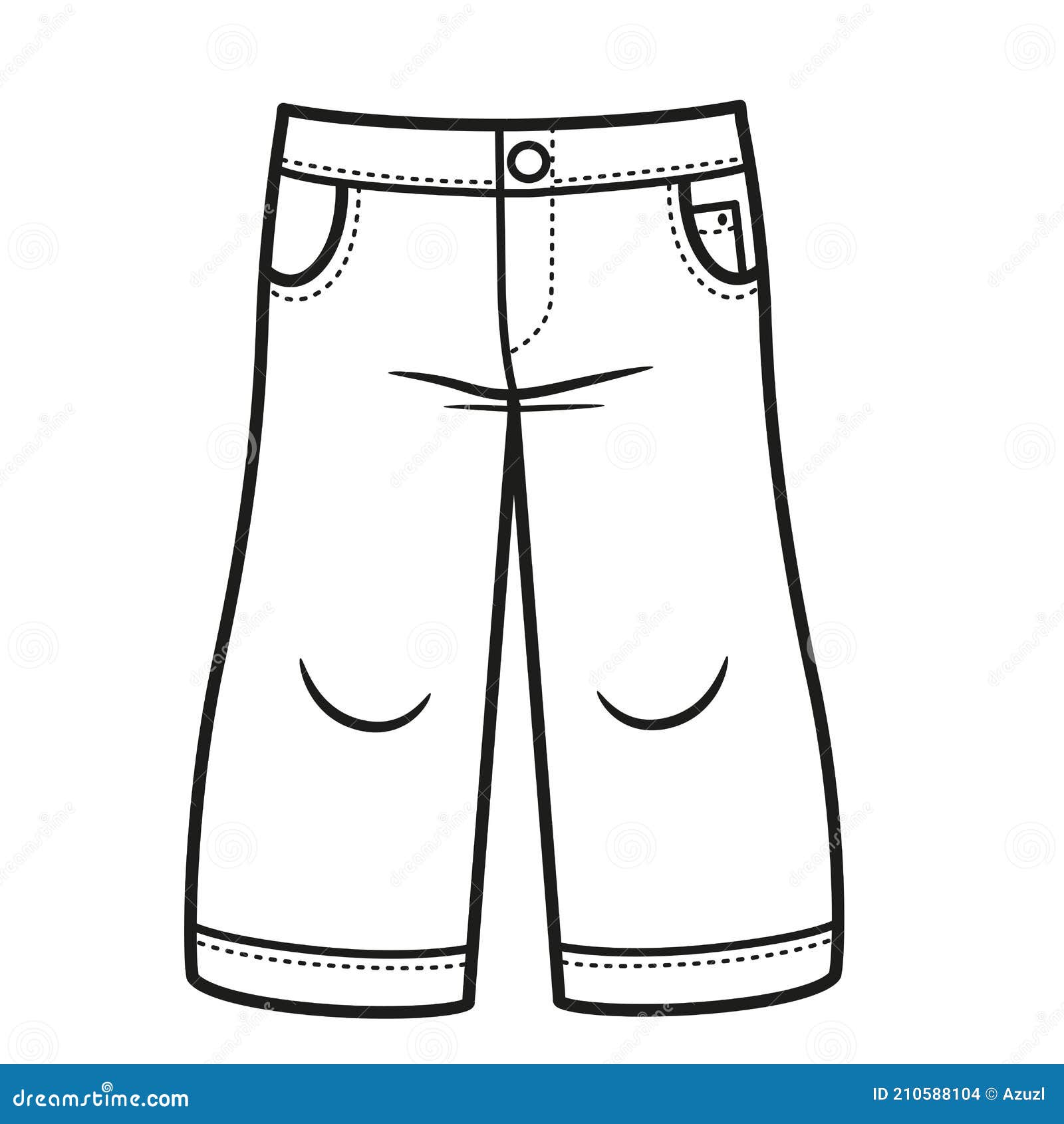 Long Denim Shorts for Boy Outline for Coloring on a White Stock Vector ...