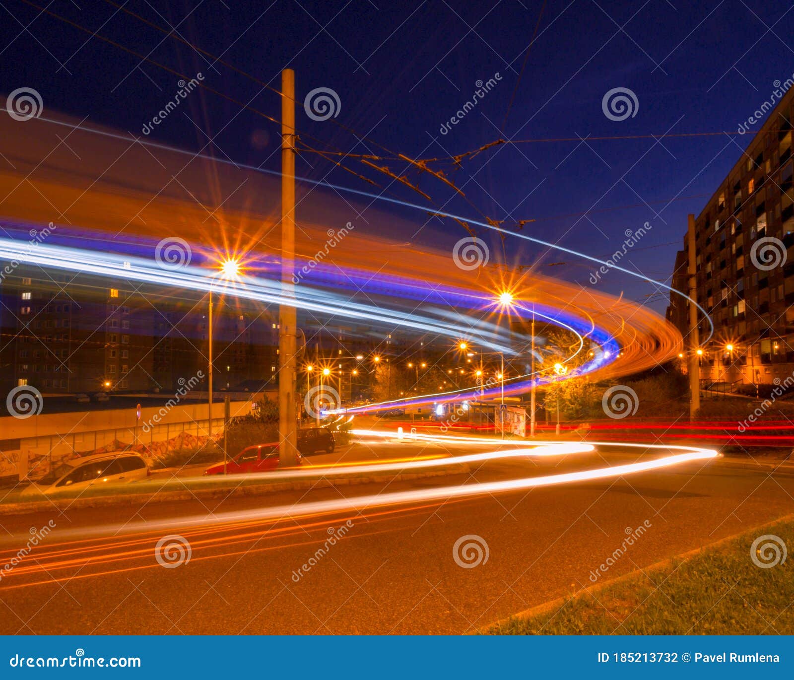 Long Exposure Car Light in City at Night Stock Photo Image of