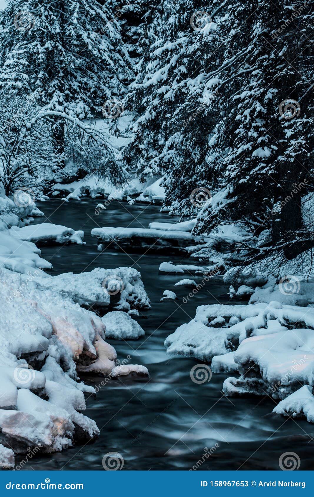 Long Exposure of a Creek during Winter Stock Image - Image of frozen ...