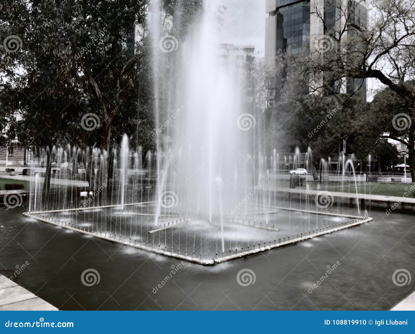 Black and white fountain stock photo. Image of water 108819910