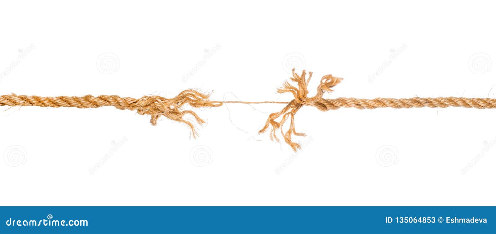 Long Frayed Rope Near To Break Isolated Stock Image - Image of