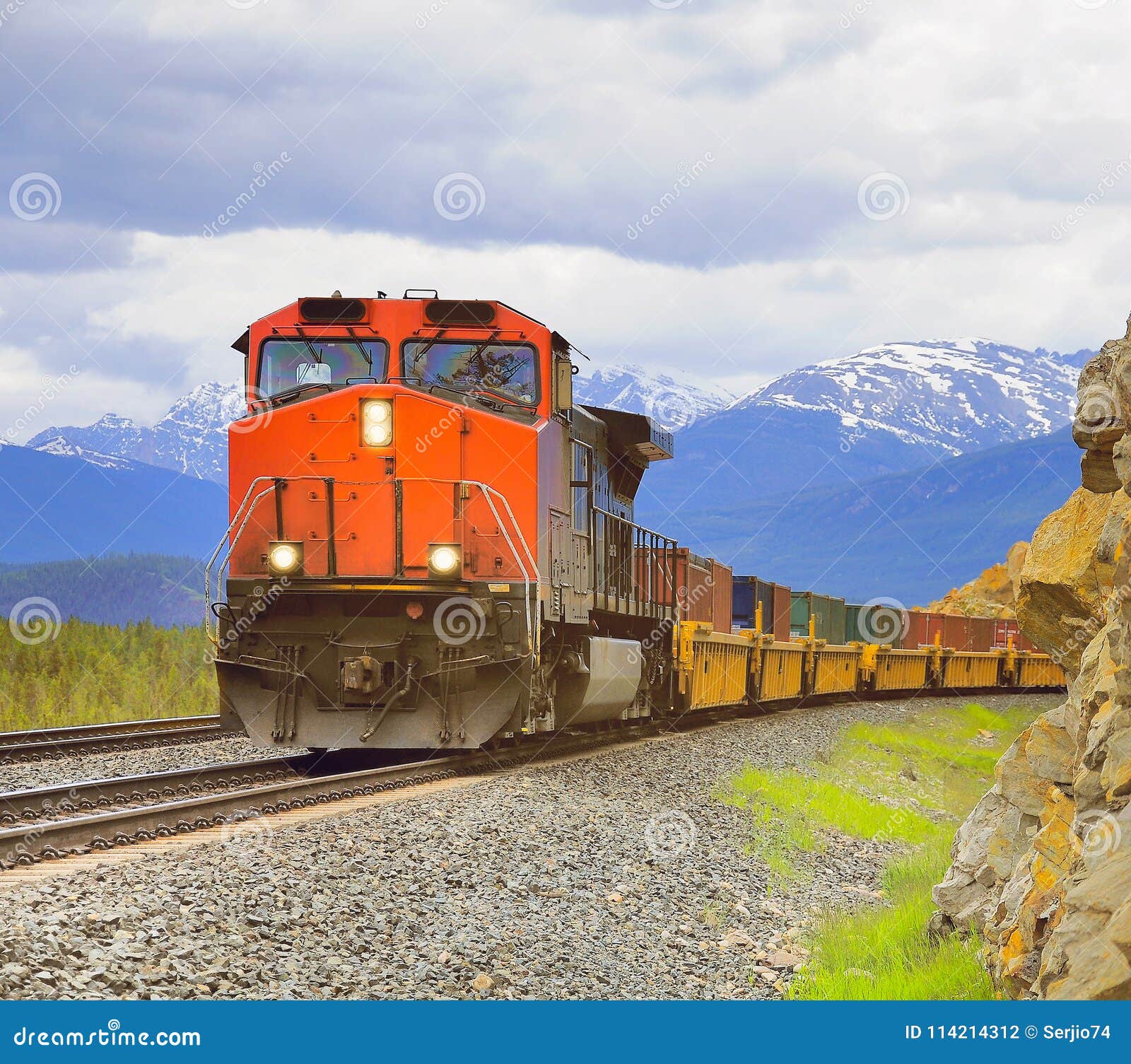 Long freight train. stock photo. Image of canada, calgary 114214312