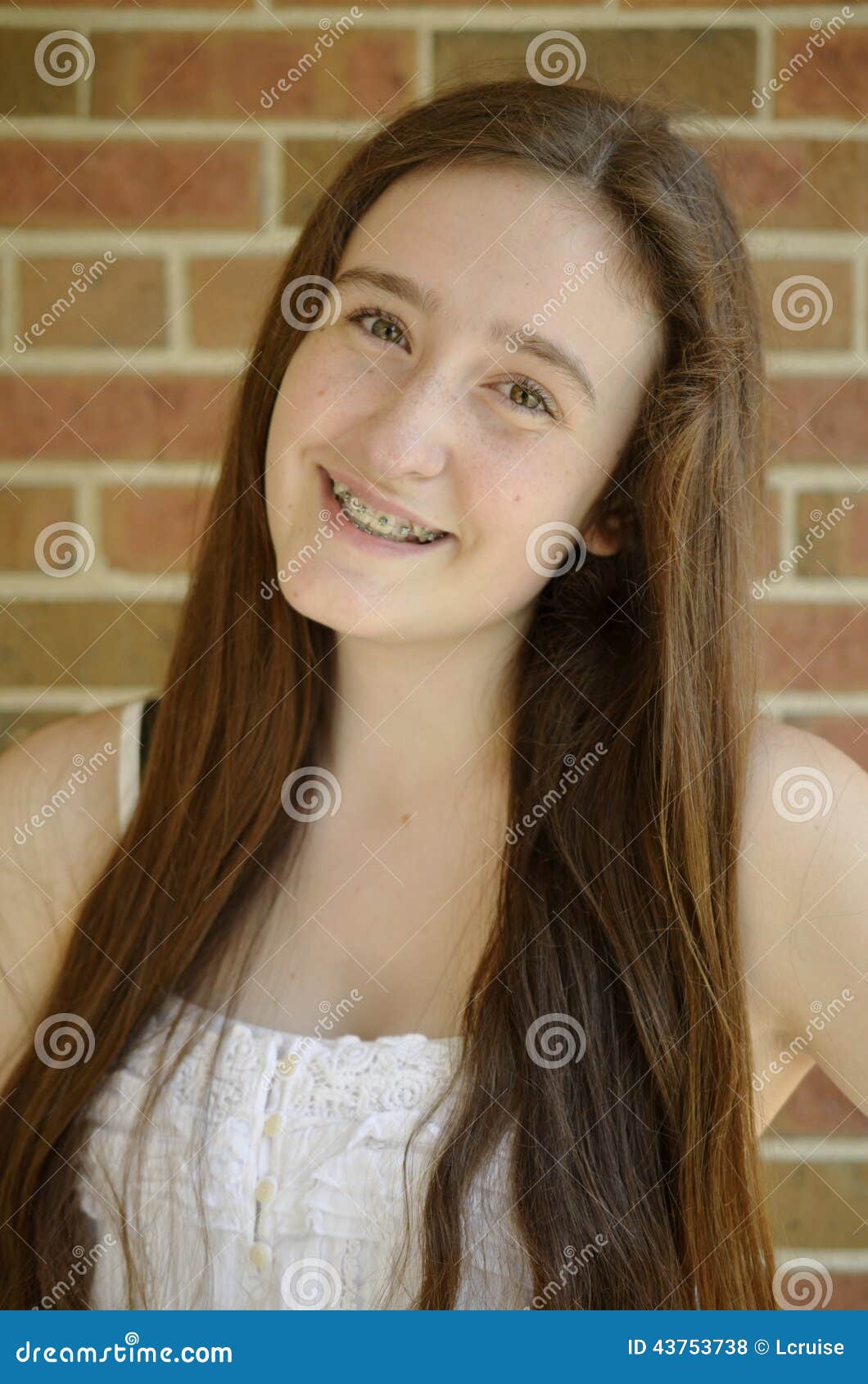 Long Hair And Braces Stock Photo Image Of Teen Whit