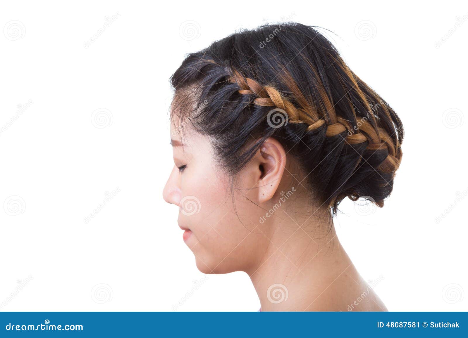 Long Hair Braid Style Isolated On White Background Stock Image