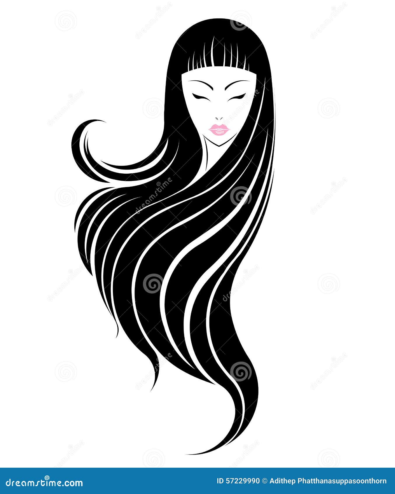 Long Hair Style Icon, Logo Women Face Stock Vector - Illustration of girl,  background: 57229990