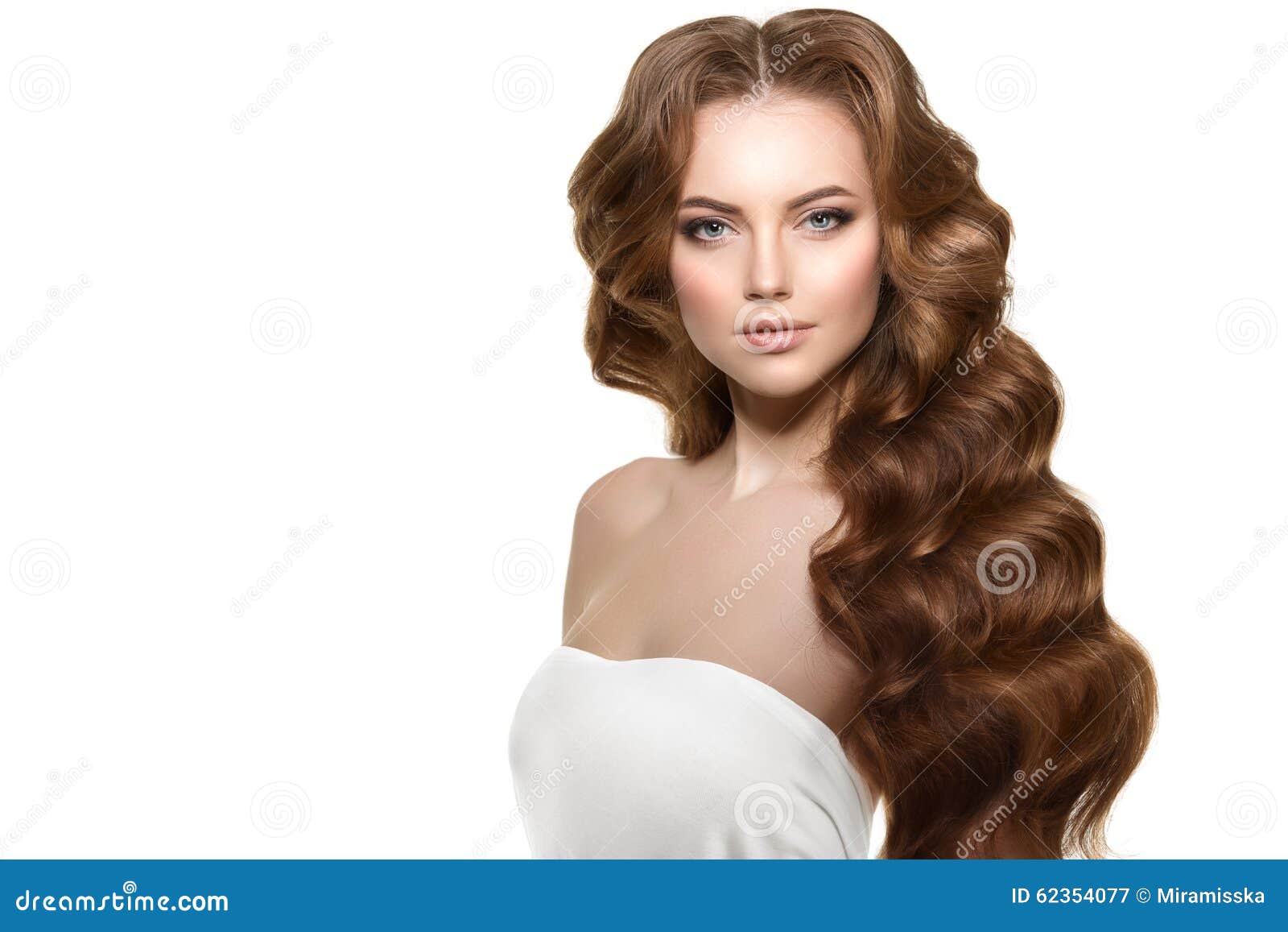 Long Hair Waves Curls Updo Hairstyle Salon Fashion Model Woman Stock Photo  by ©miramiska 225768220
