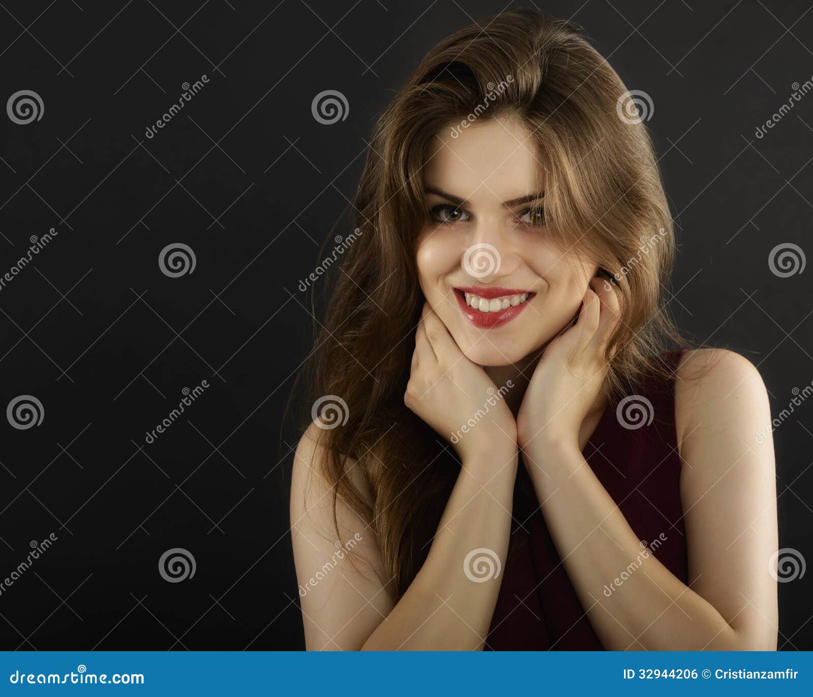 Long Hair Young Woman with Dark Makeup Stock Photo - Image of brunette ...