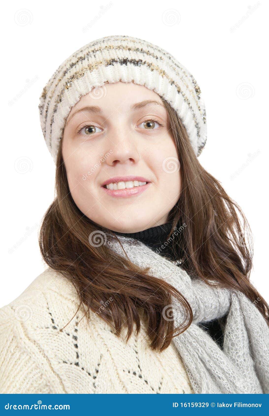 Long-haired Girl in Sweater and Cap Stock Image - Image of female ...