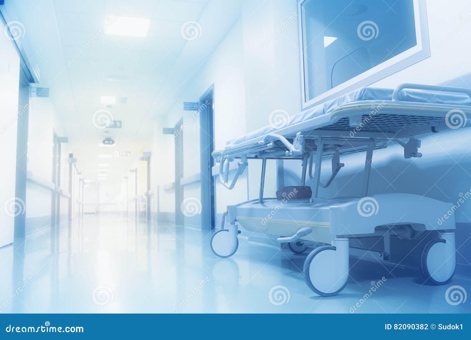 long hospital hallway with space for text