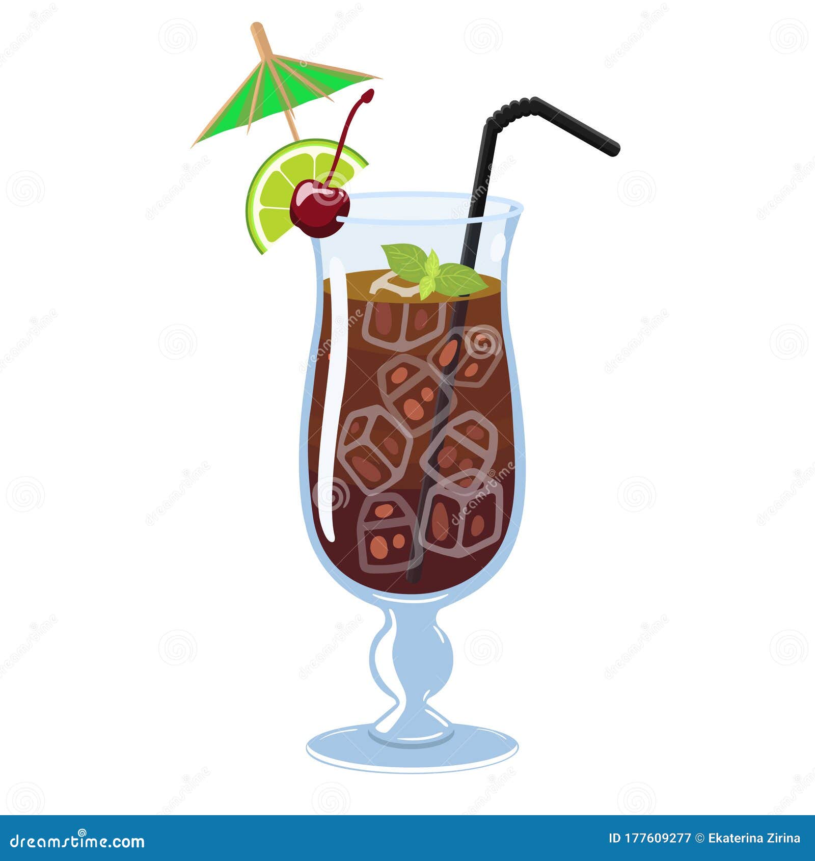 Long Island Ice Tea Isolate on a White Background. Vector Graphics