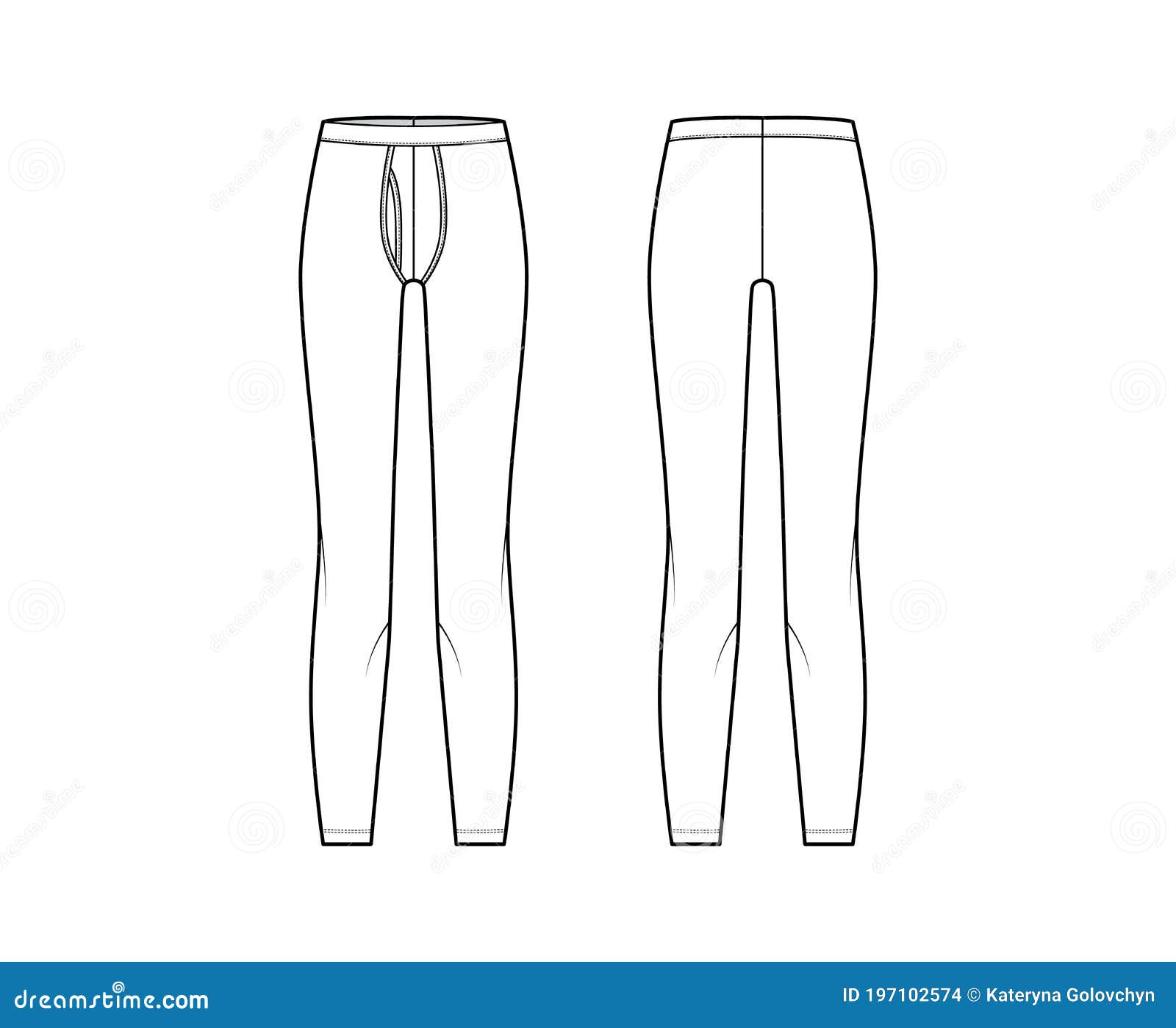 Long Johns Underwear Technical Fashion Illustration with Elastic ...