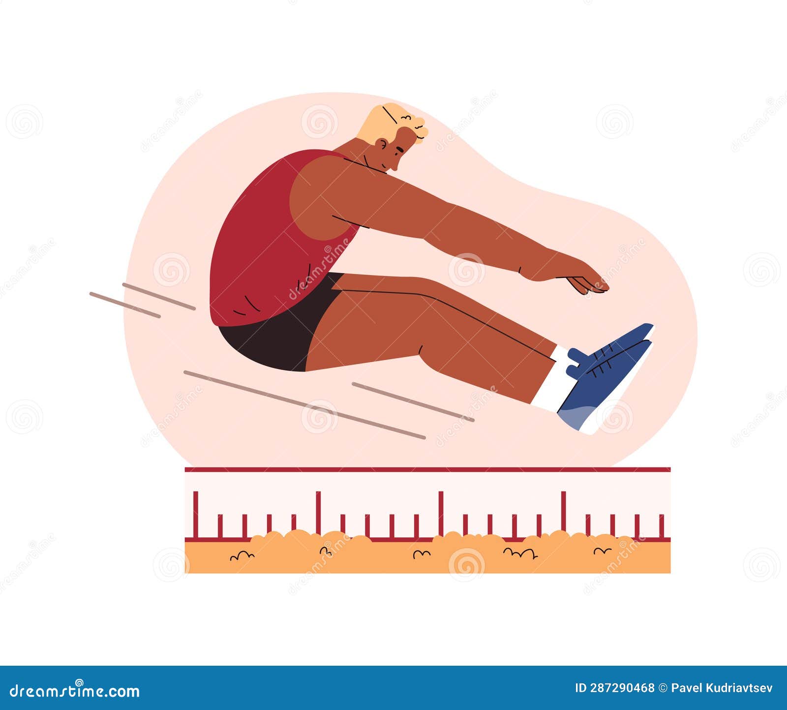 Long Jump Athlete in Motion Vector Illustration, Sport Competition, Black  Man in Flight, Sand Pit with Measuring Scale Stock Vector - Illustration of  games, healthy: 287290468