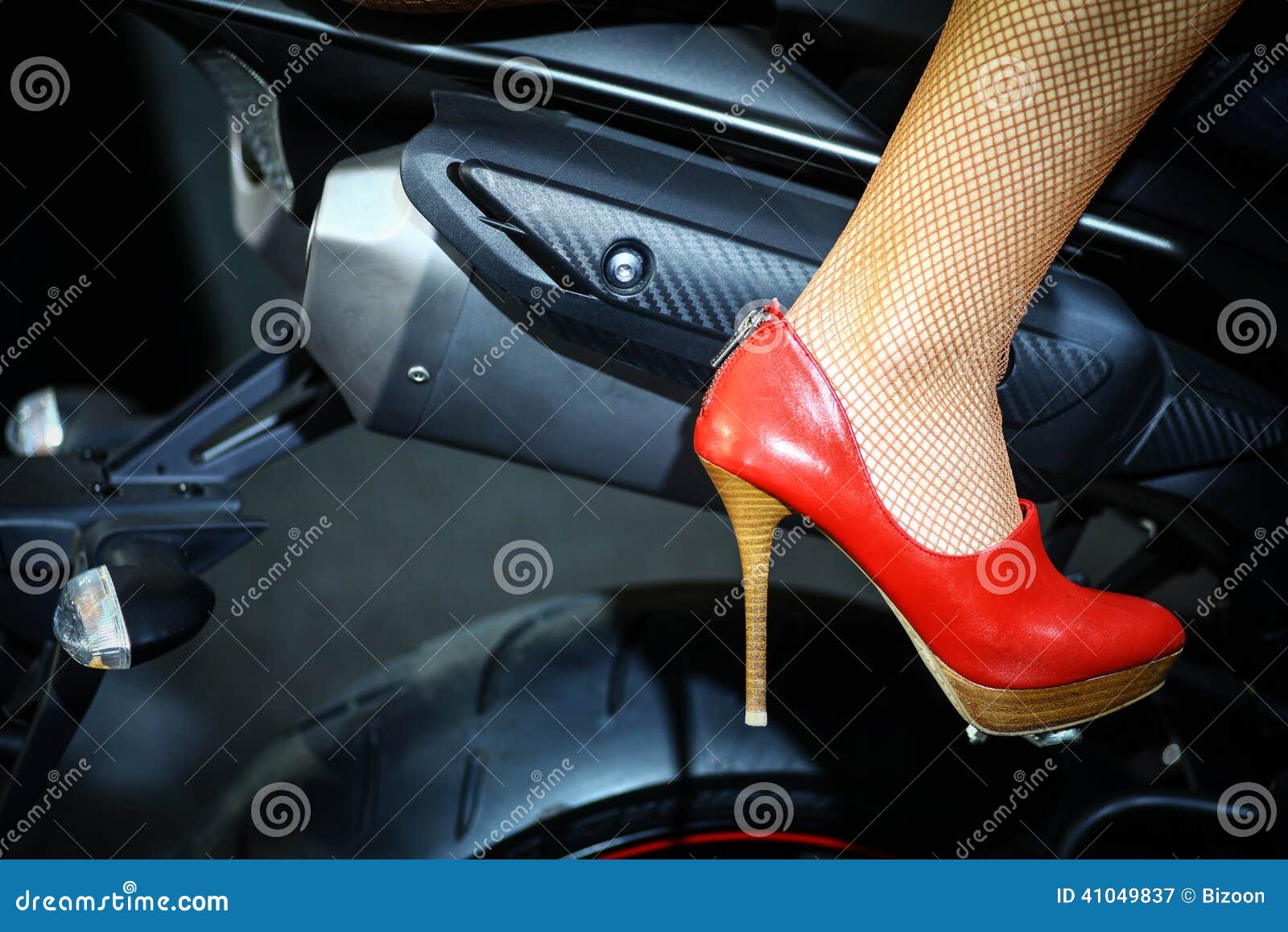 Long legged motorcycle stock image. Image of seat, heel - 41049837