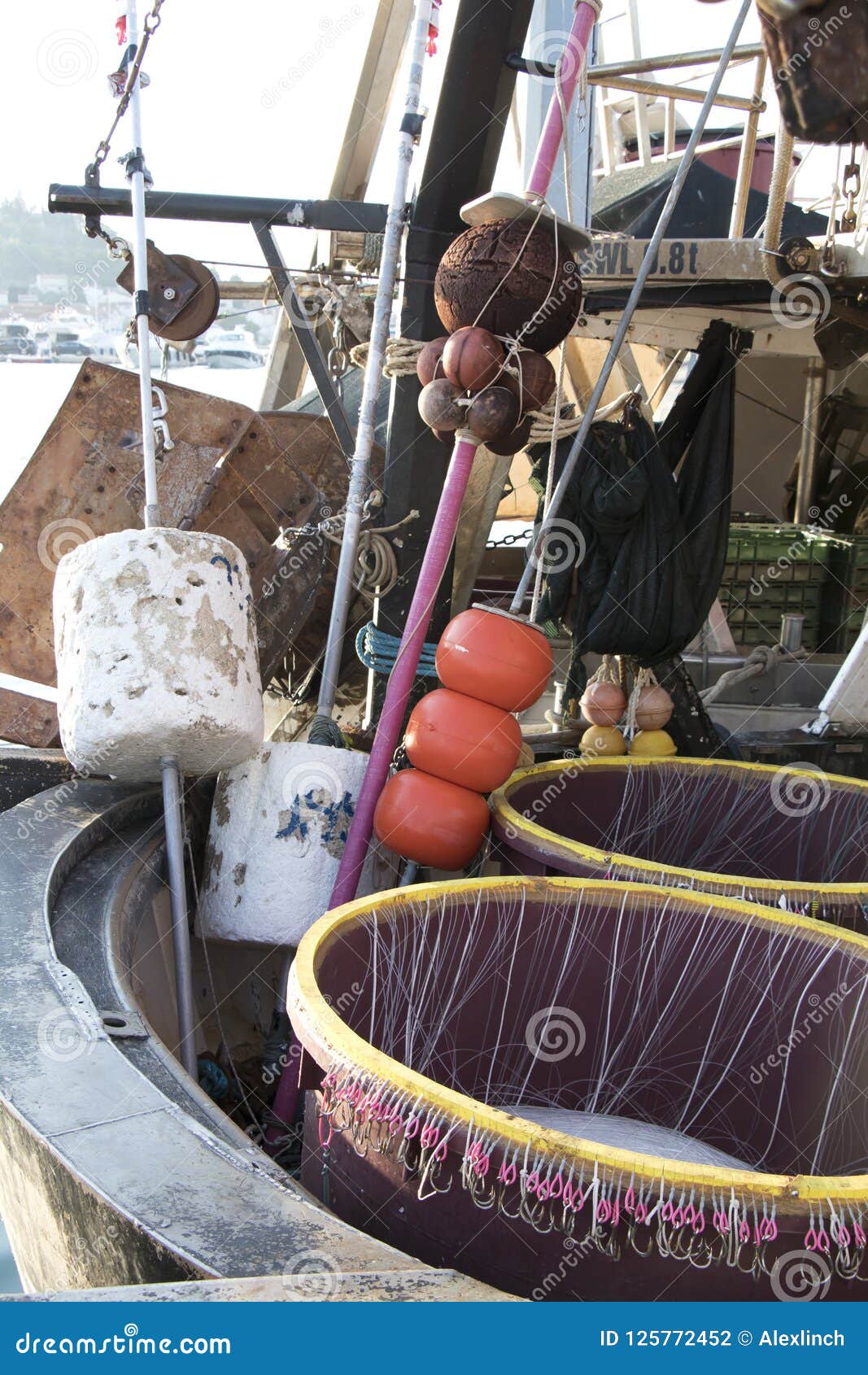 Long Line Fishing Technique Gear Inside a Boat Stock Photo - Image
