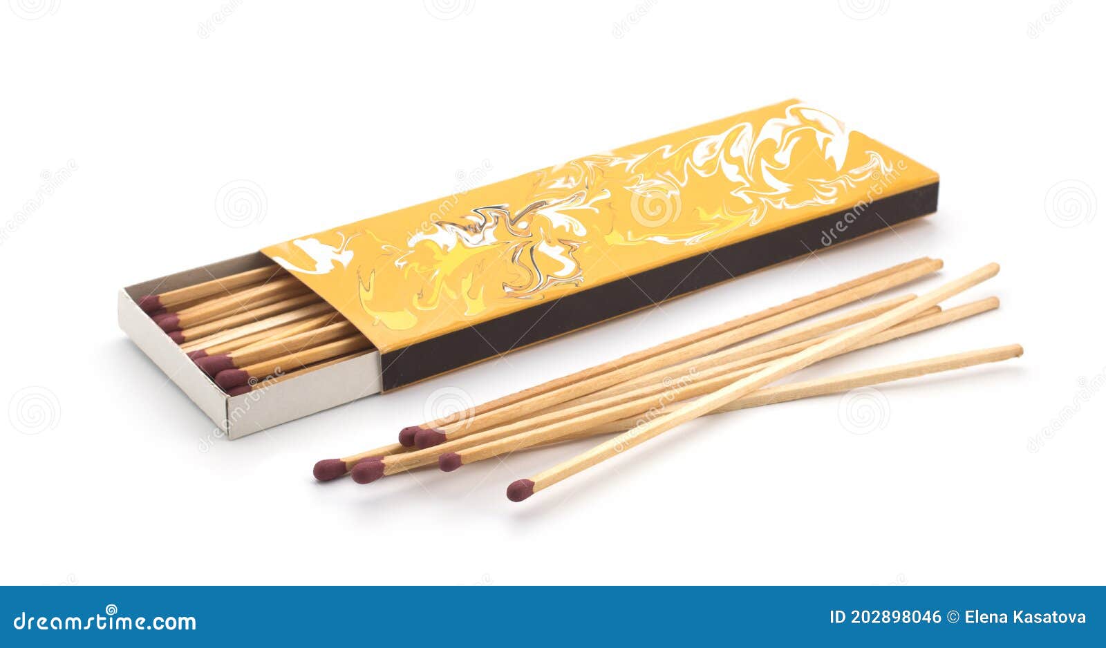 Long Matches for the Fireplace Closeup Isolated on White Background