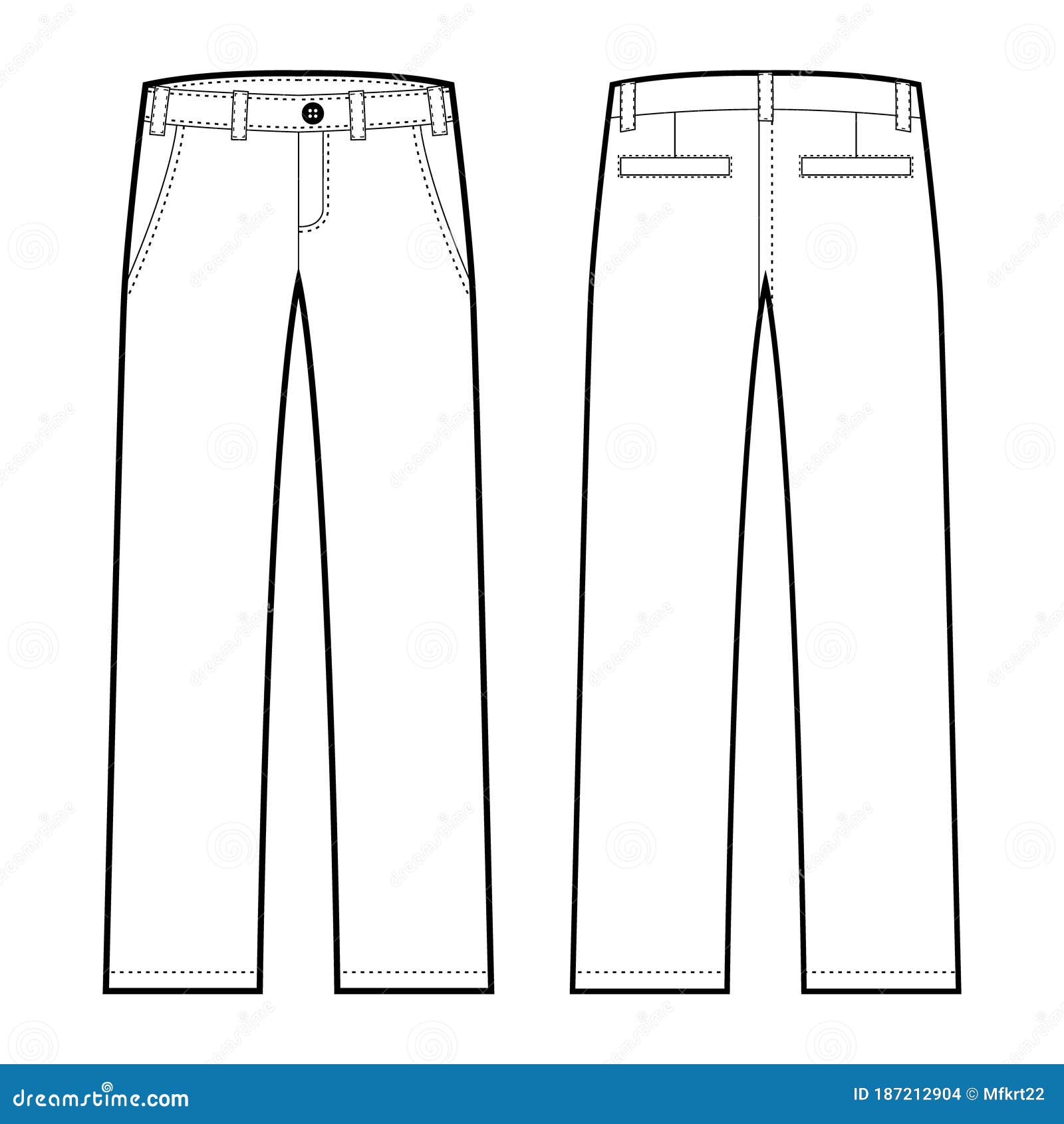 Long Pants Chinos Template Clip Art Stock Vector - Illustration of ...