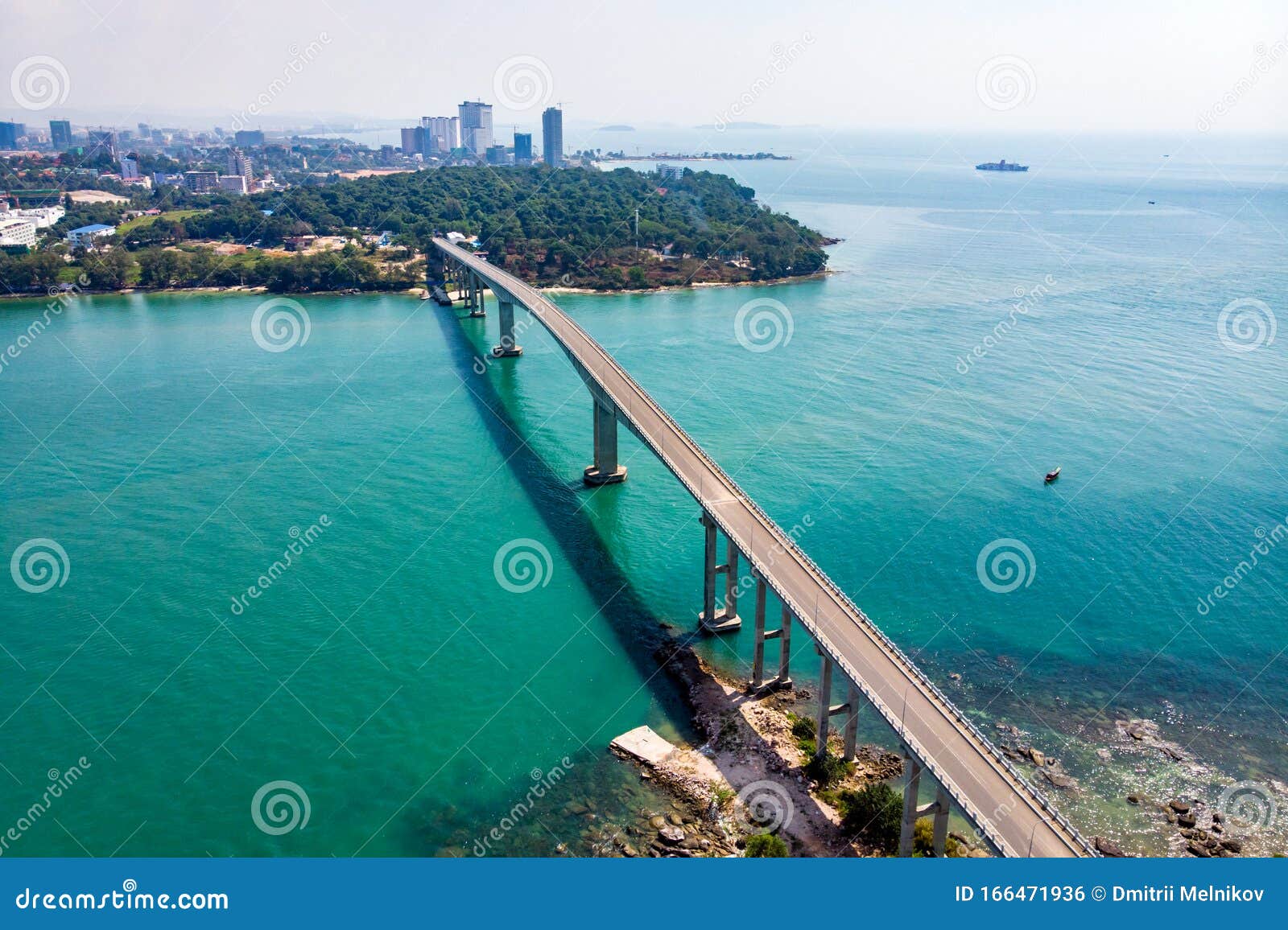 long road pedestrian bridge techo morakat to snake island koh puos. sihanoukville. cambodia