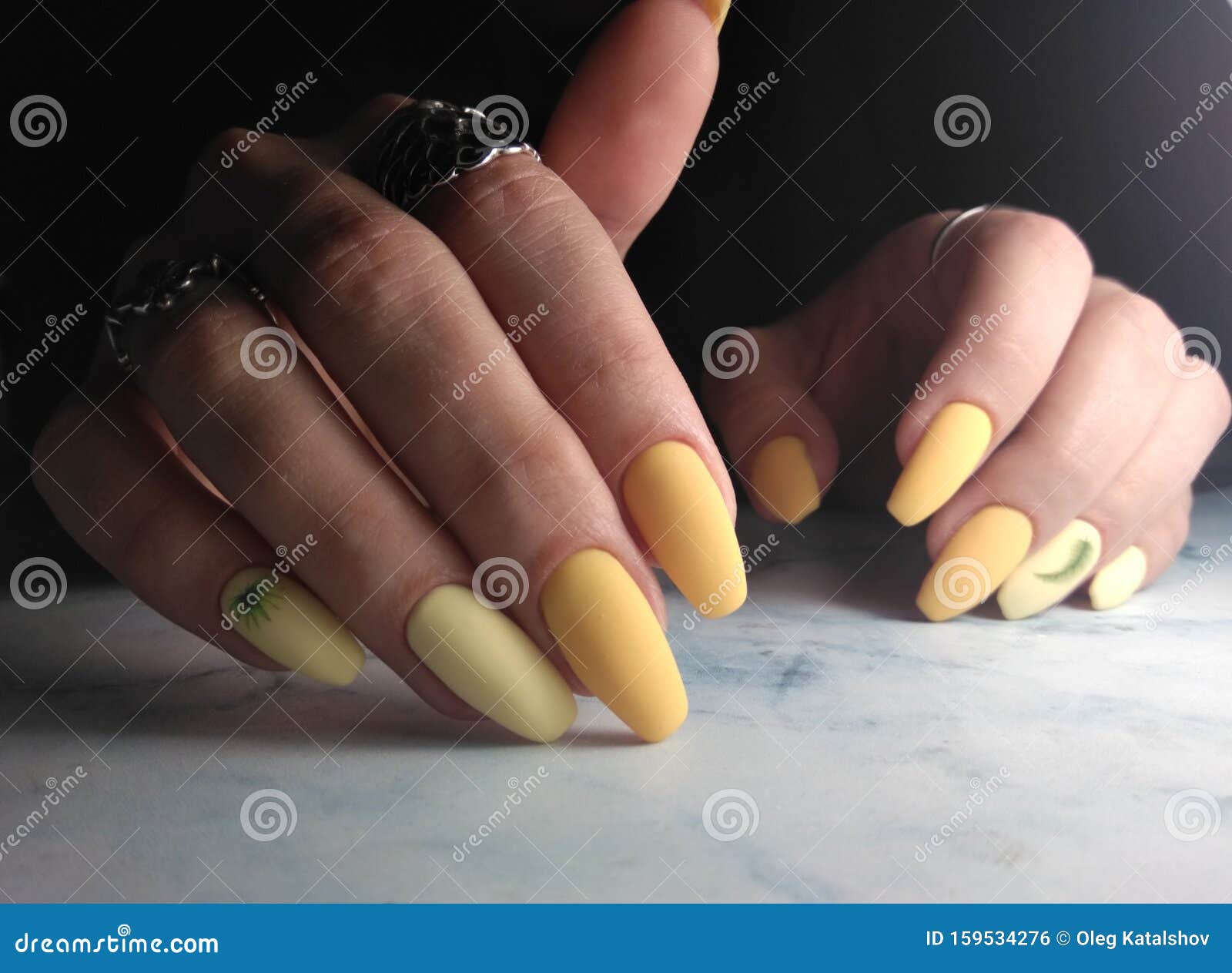 Long Round Nails with Gel Polish. Stock Photo - Image of design, care ...