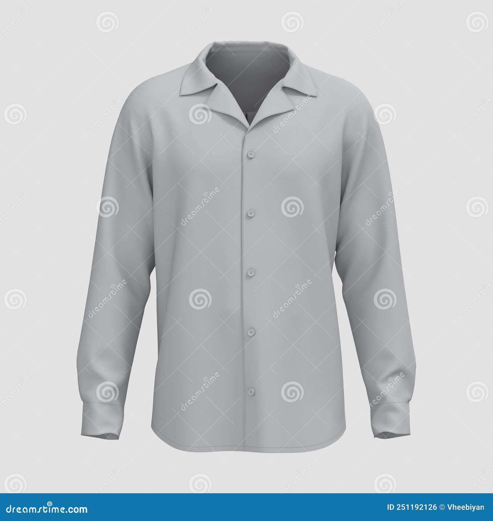 Long-sleeve Camp Shirt Mockup. 3d Rendering, 3d Illustration Stock Illustration - Illustration