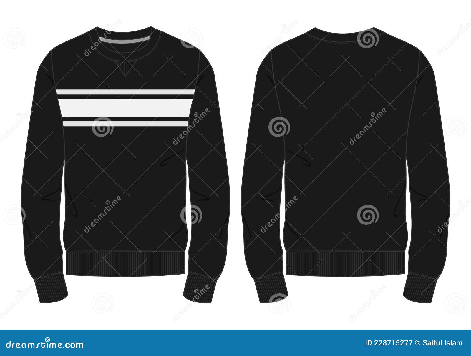 Long Sleeve with Chest Stripe Sweatshirt Fashion Template Stock