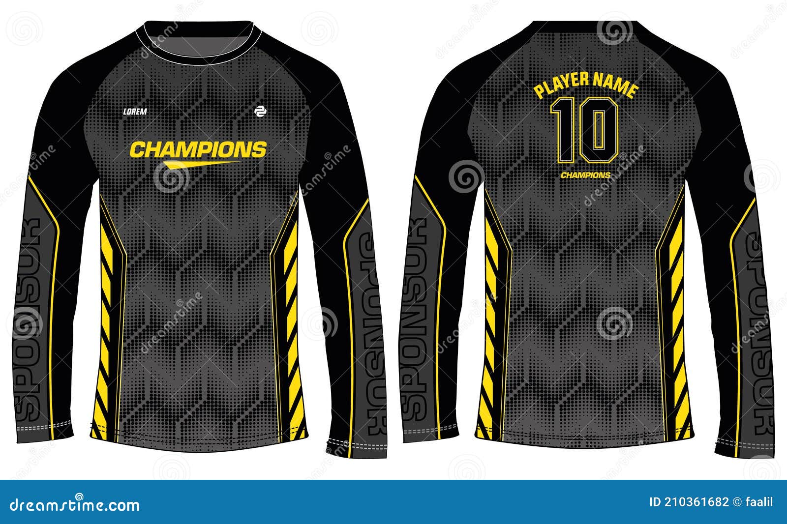 Goalkeeper jersey,t-shirt sport design template, Long sleeve soccer jersey  mockup for football club. uniform front and back view. Stock Vector