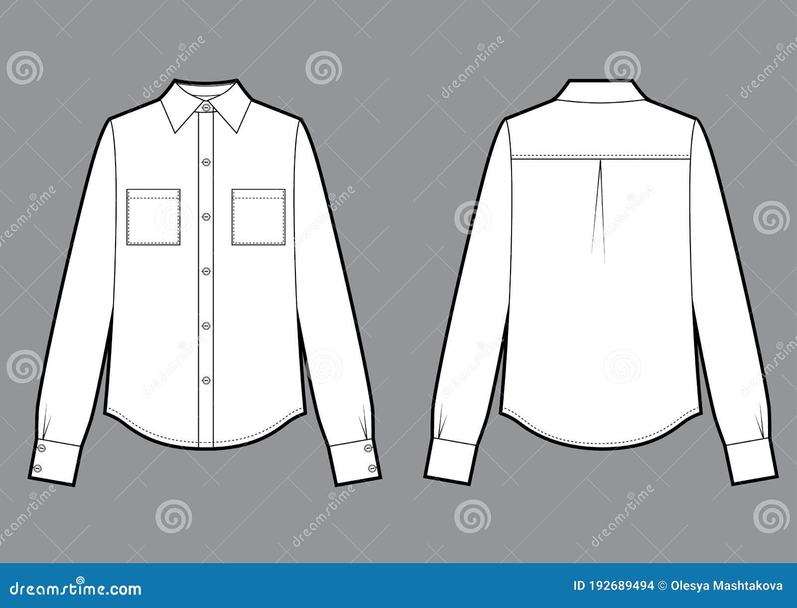 Short Sleeved Shirt. Flat Technical Drawing. Stock Vector - Illustration of  technical, drop: 213334826