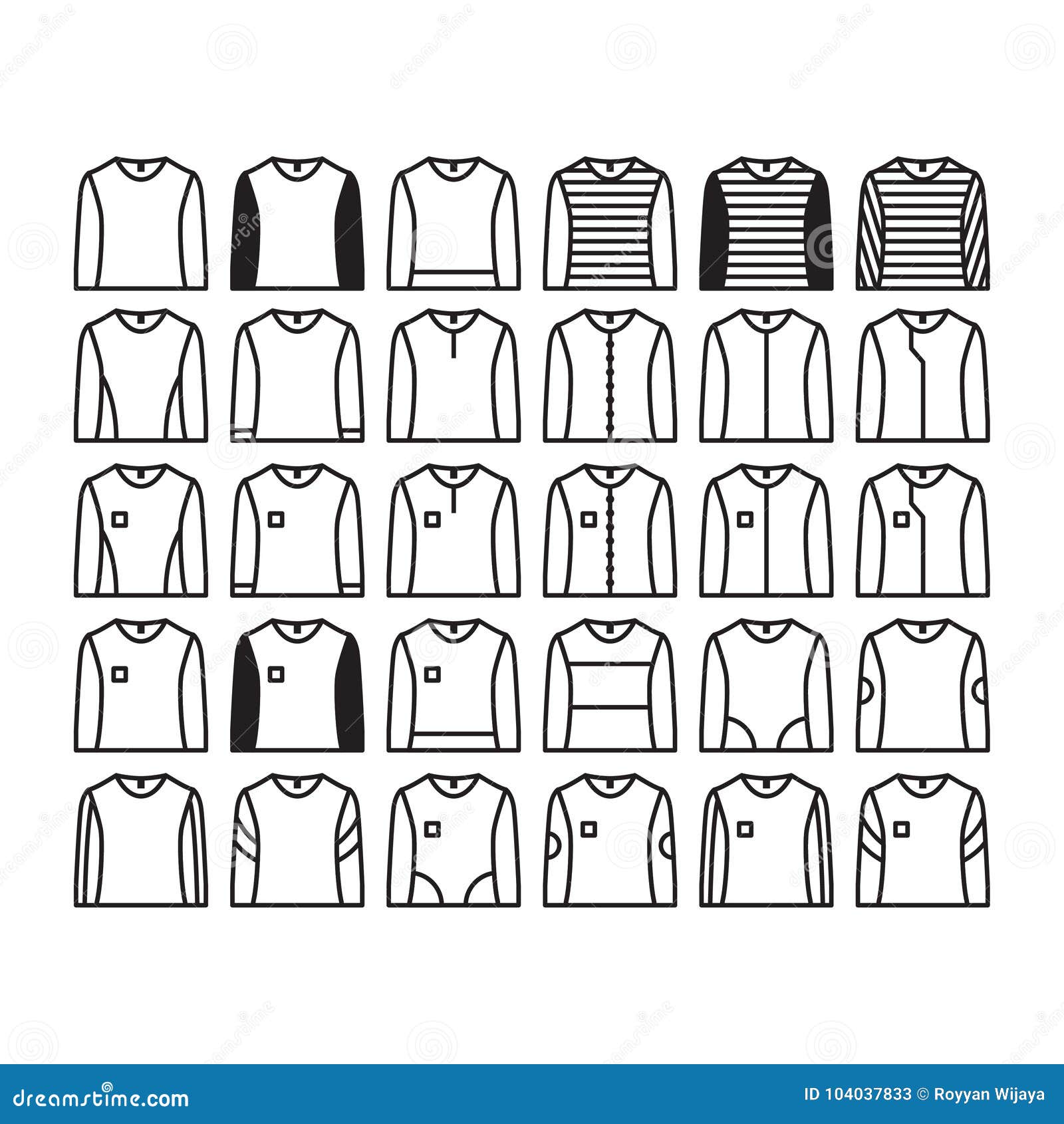 Long Sleeve Shirt Icons Collection Stock Vector - Illustration of ...