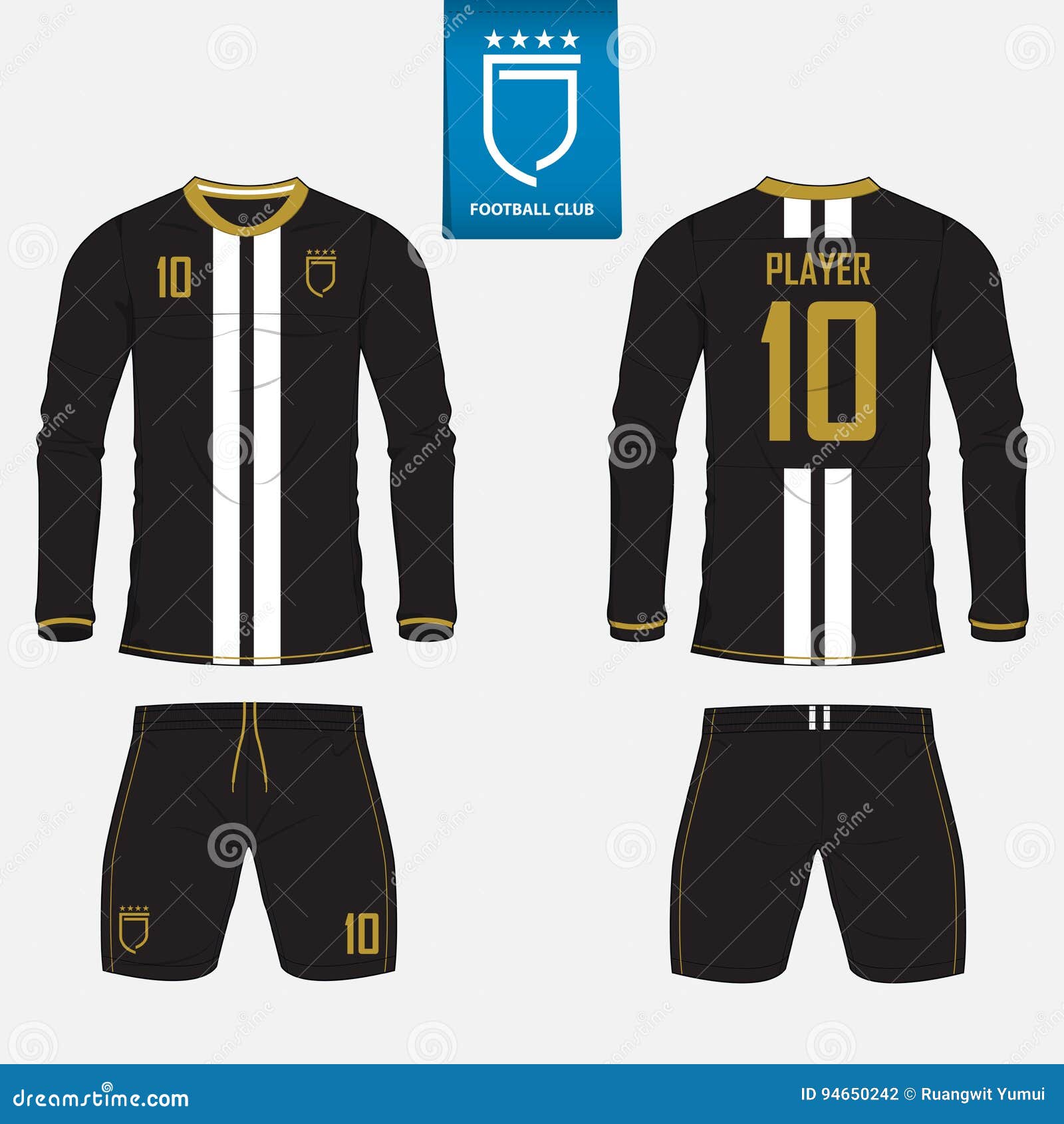 Download Long Sleeve Soccer Jersey Or Football Kit Template For ...