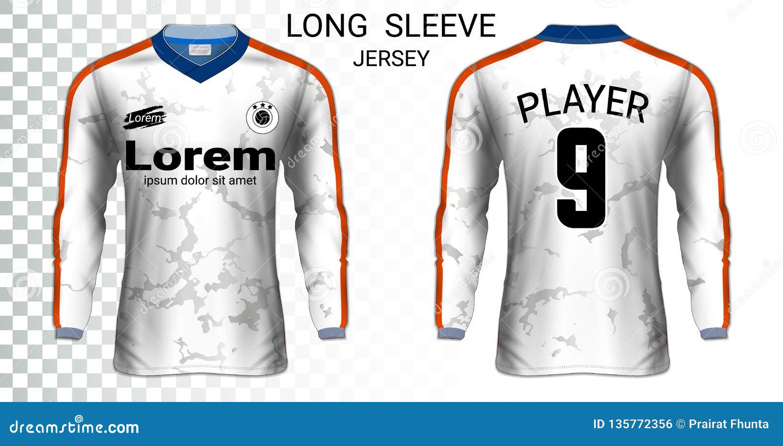 Download Long Sleeve Soccer Jerseys T-shirts Mockup Template. Stock ...
