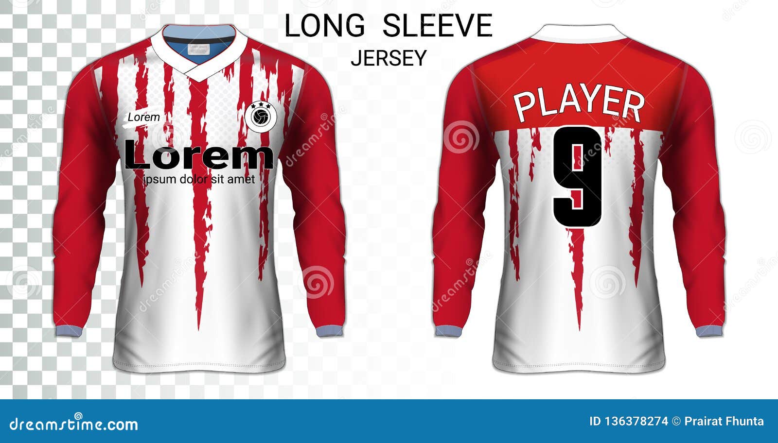 Download Long Sleeve Soccer Jerseys T-shirts Mockup Template. Stock ...