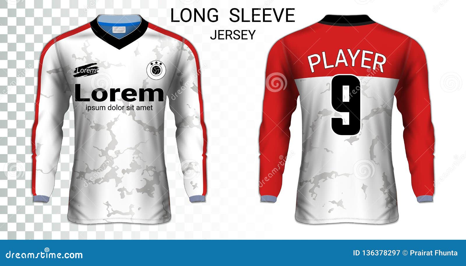 Download Long Sleeve Soccer Jerseys T-shirts Mockup Template. Stock Vector - Illustration of mockup ...
