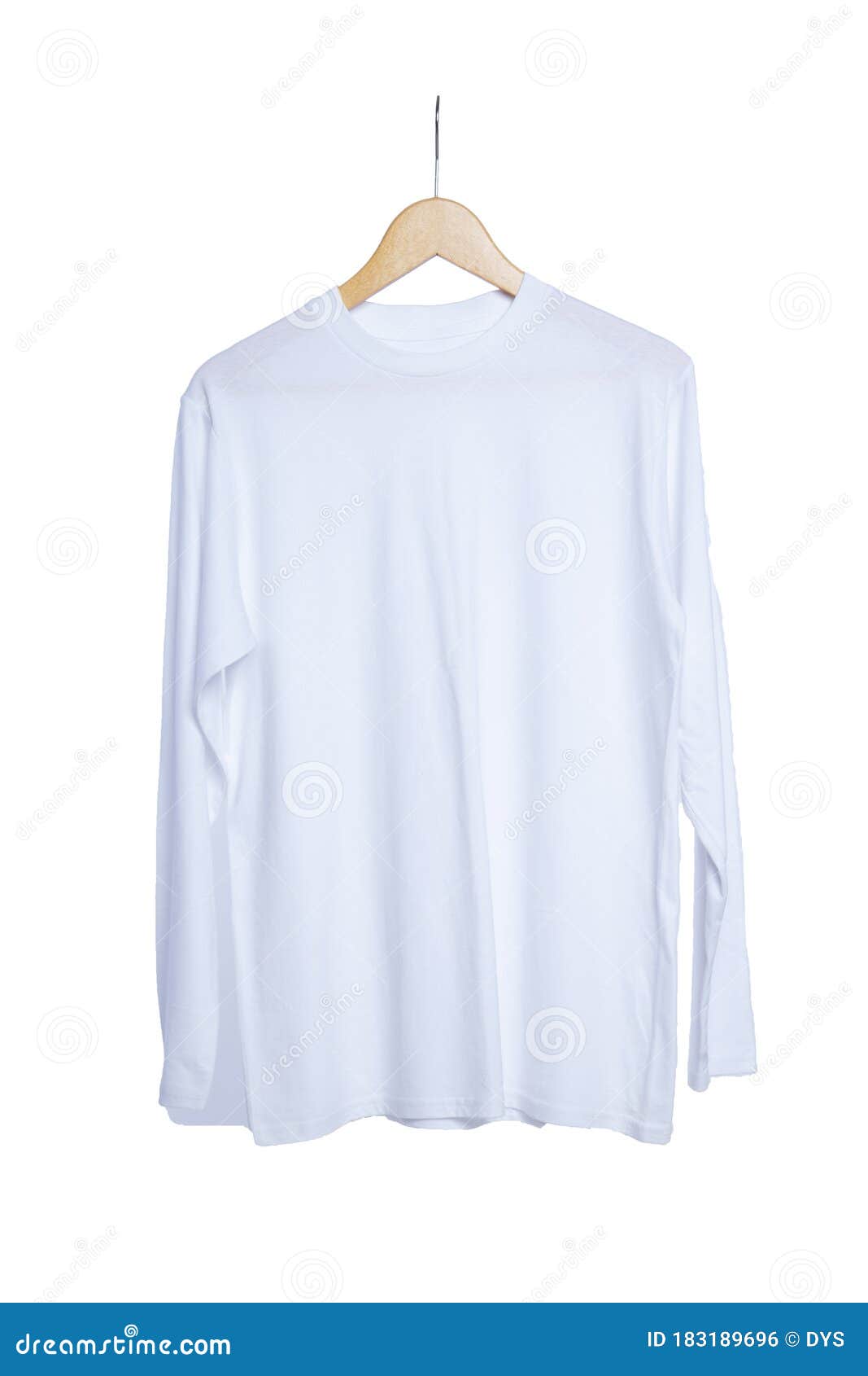 Download Long Sleeve T Shirt In Front View On Wood Hanger Isolated ...