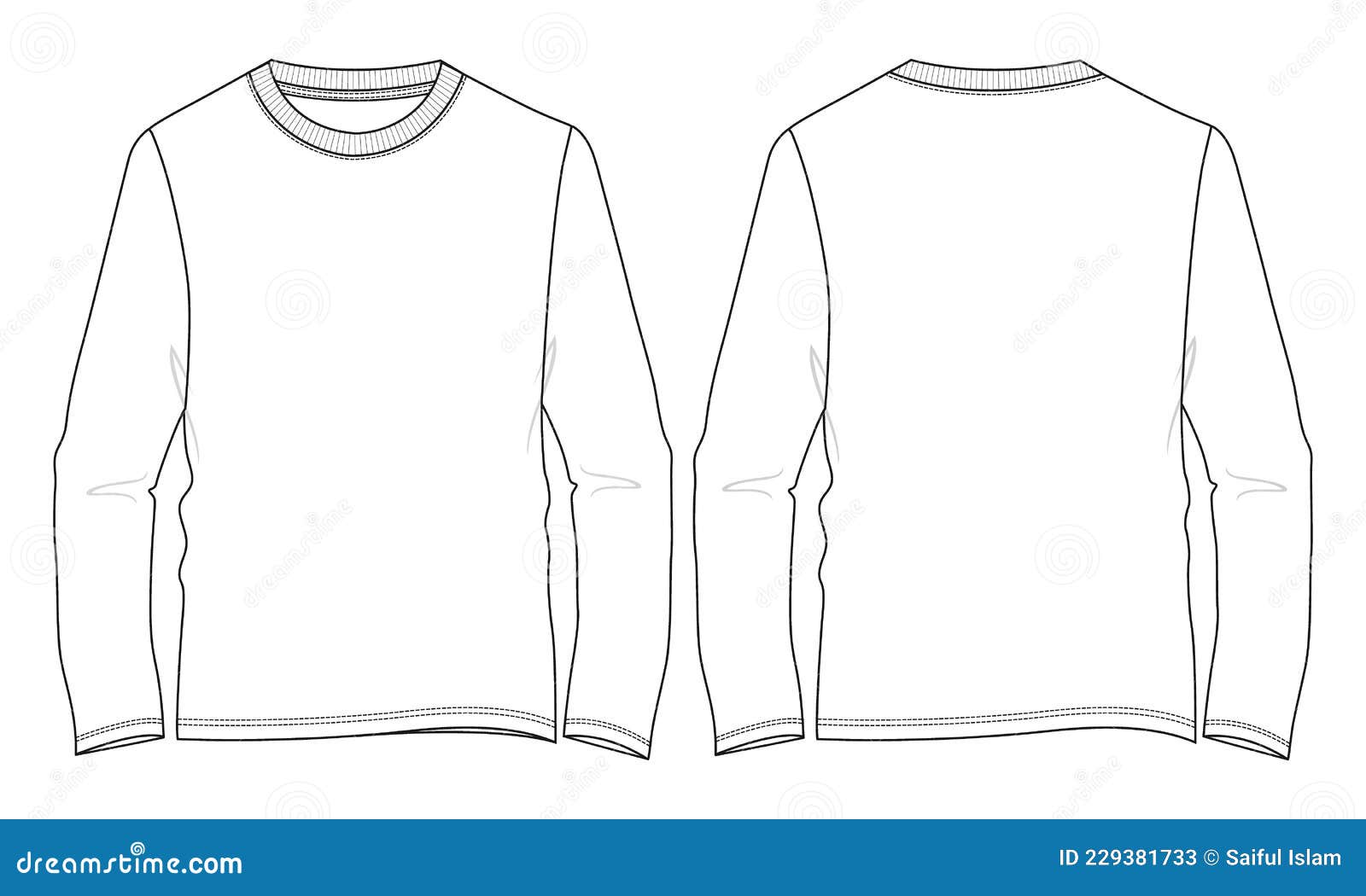 Long Sleeve T Shirt Vector Template for Mens. Stock Illustration ...