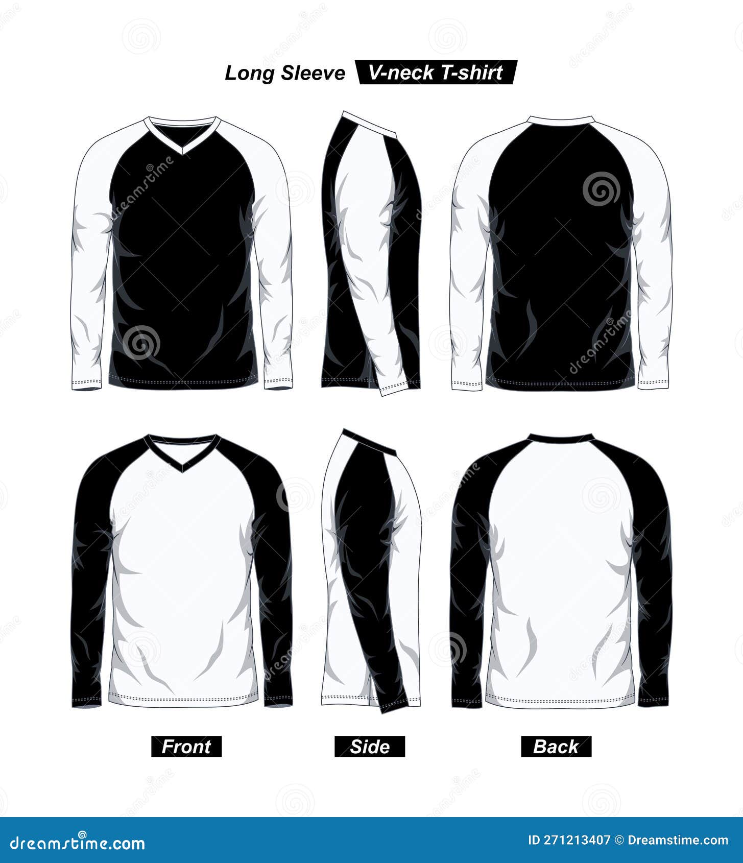 T shirt template front side and back black white Vector Image